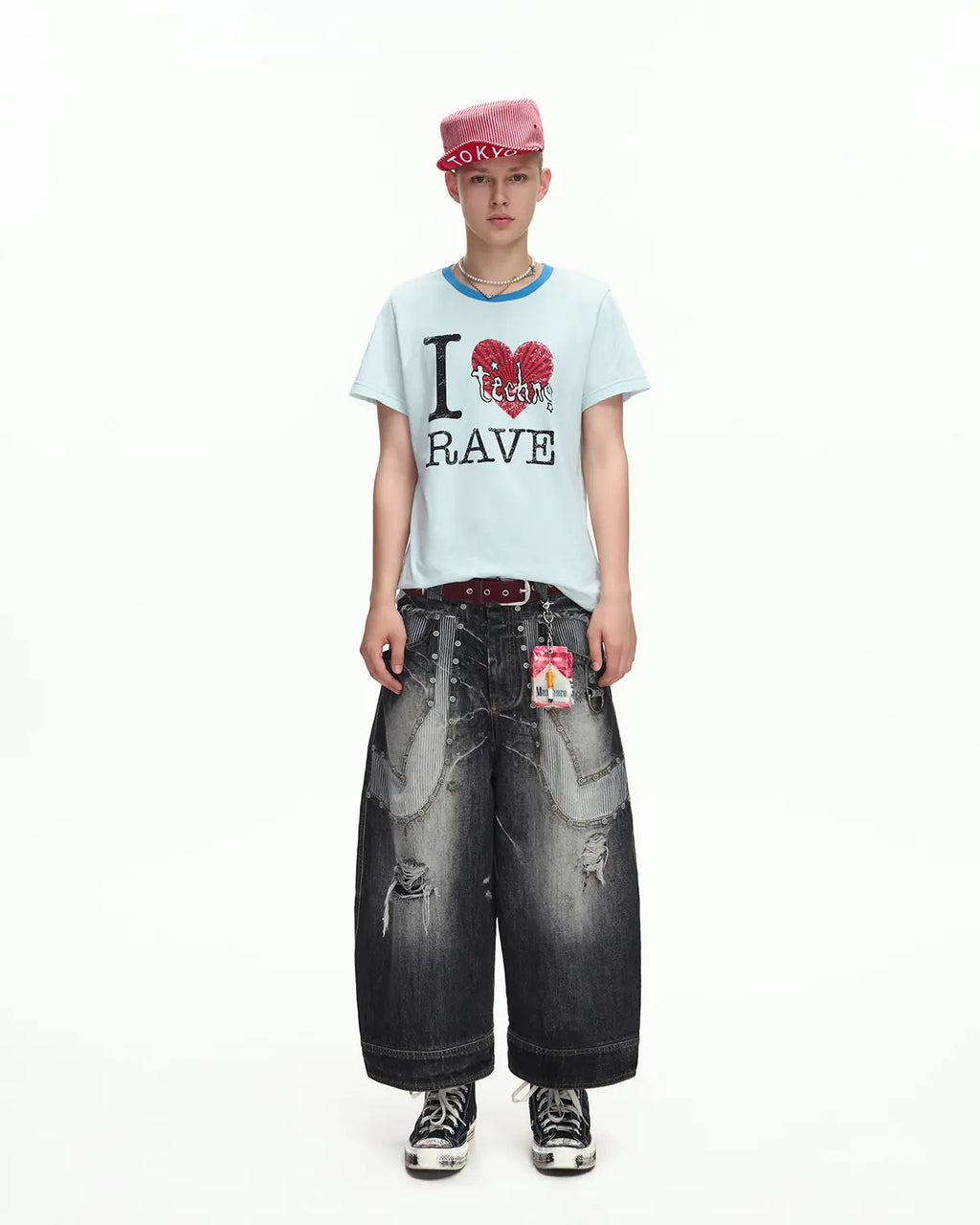 EMO “I Love Techno” Slub Print Tee（blue）