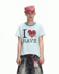 EMO “I Love Techno” Slub Print Tee（blue）