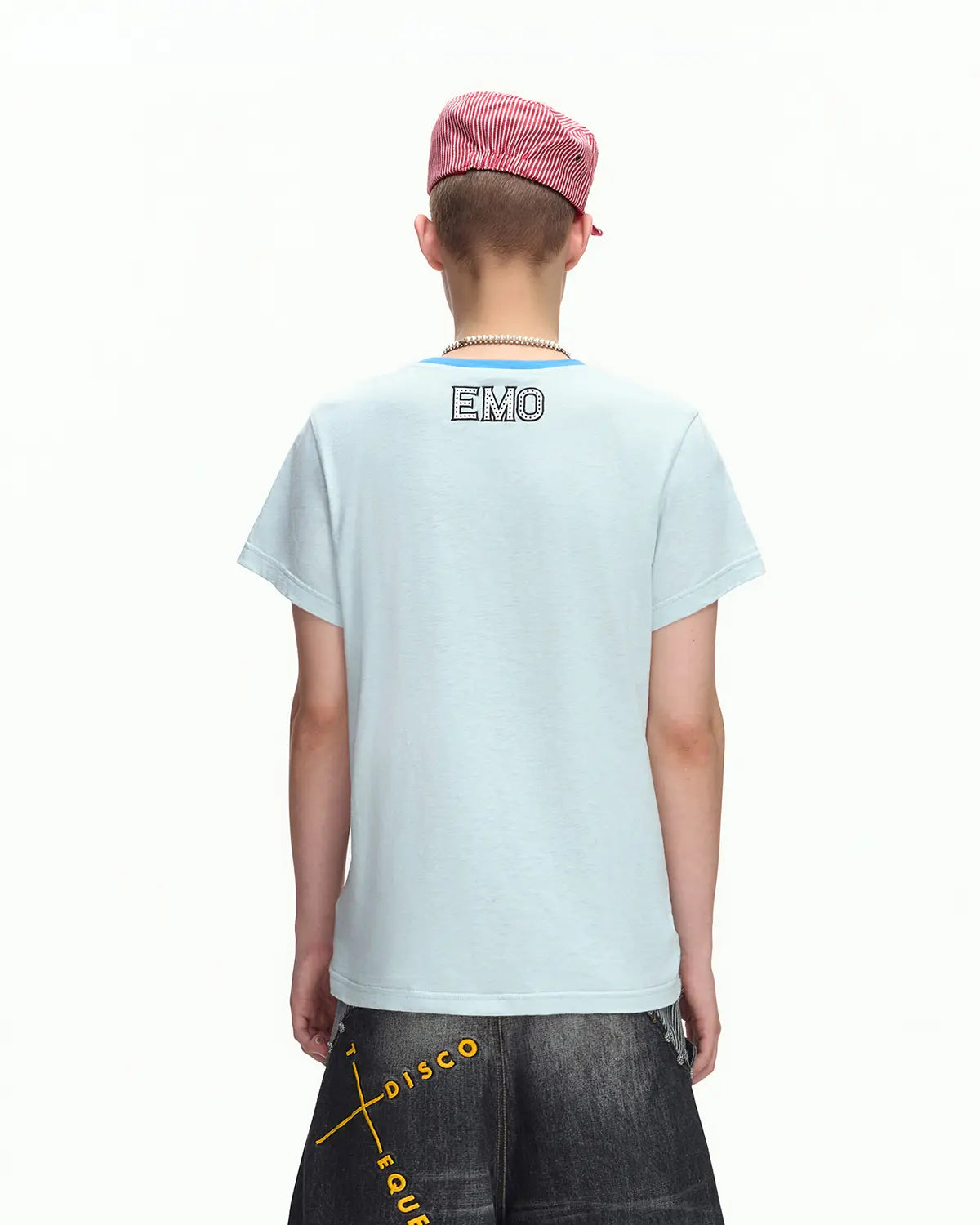 EMO “I Love Techno” Slub Print Tee（blue）