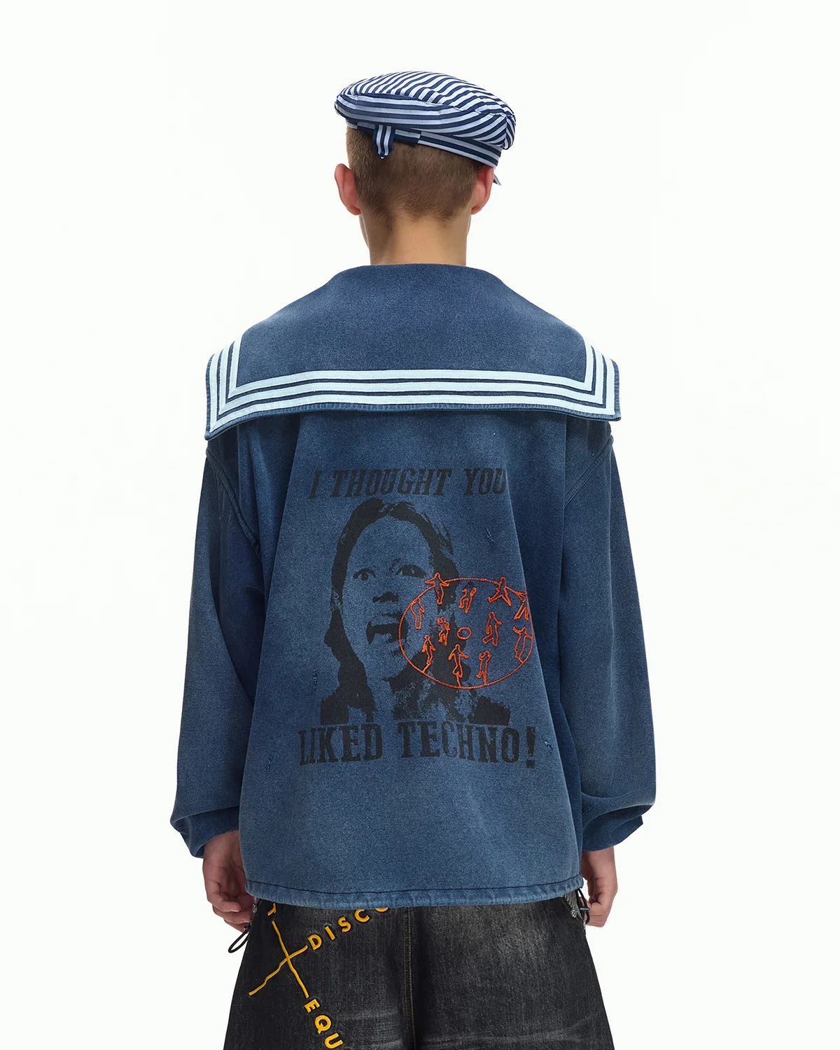 EMO Sailor-Collar Double-Zip Sweatshirt Jacket