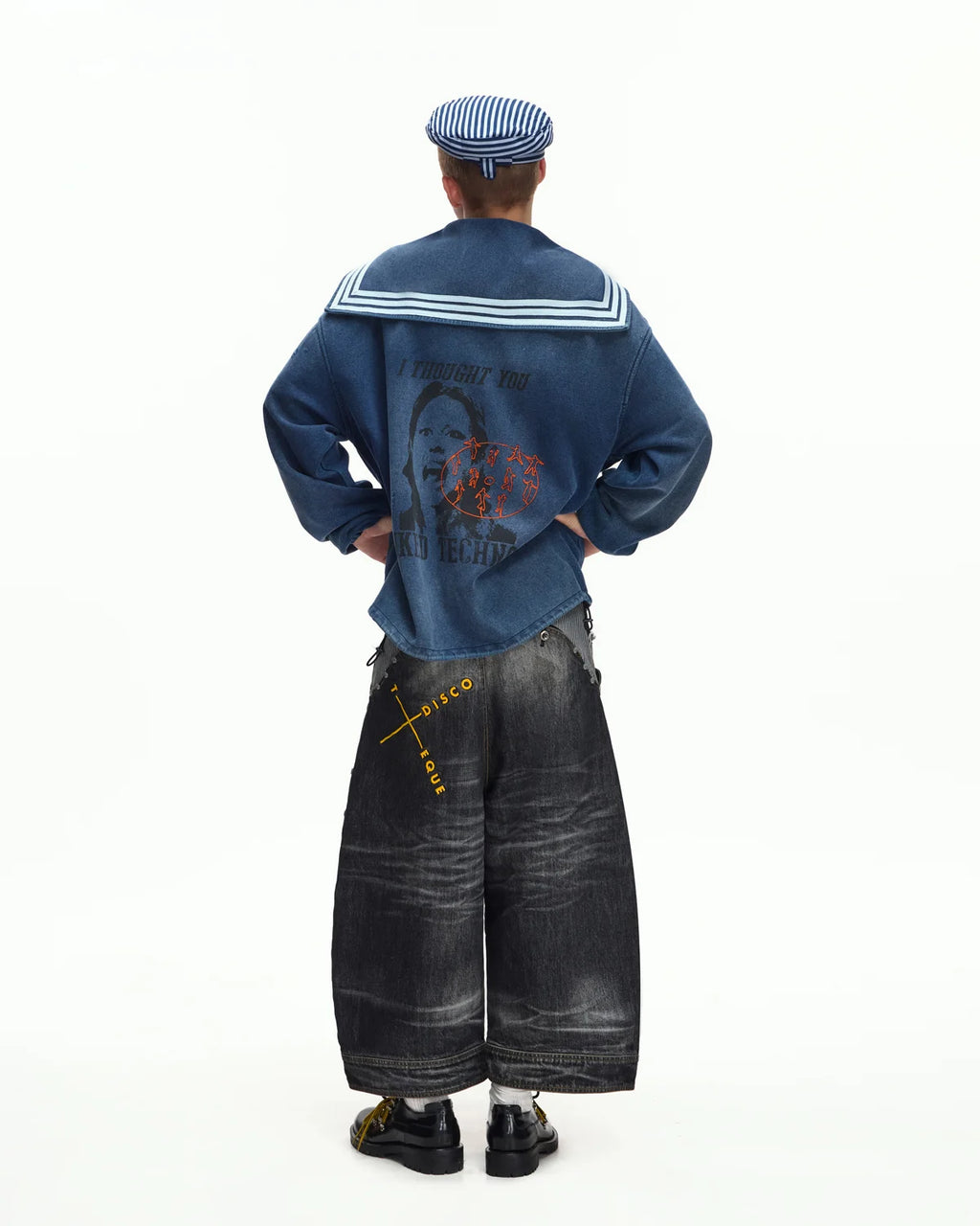 EMO Sailor-Collar Double-Zip Sweatshirt Jacket