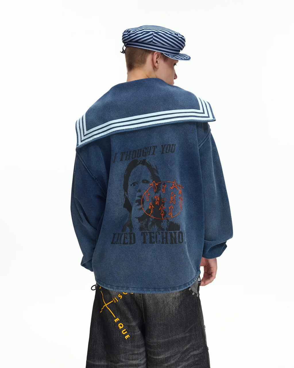 EMO Sailor-Collar Double-Zip Sweatshirt Jacket