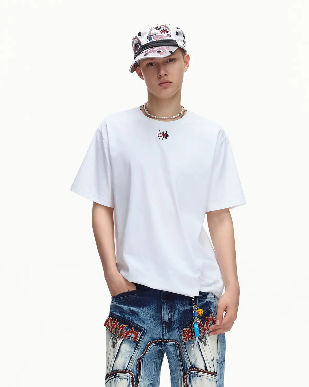 EMO Structured Micro Logo Essential Tee White