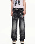 EMO Red Stitch Vintage Wash Slim Jeans