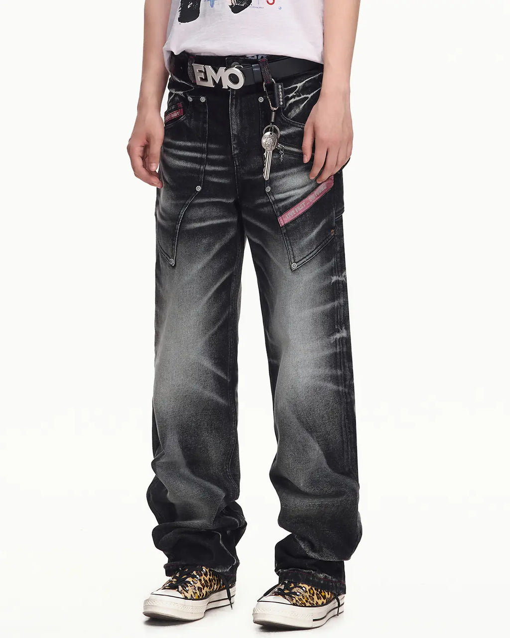 EMO Red Stitch Vintage Wash Slim Jeans