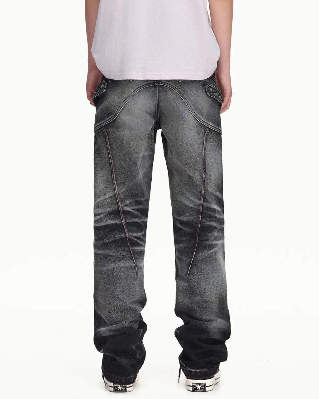 EMO Red Stitch Vintage Wash Slim Jeans