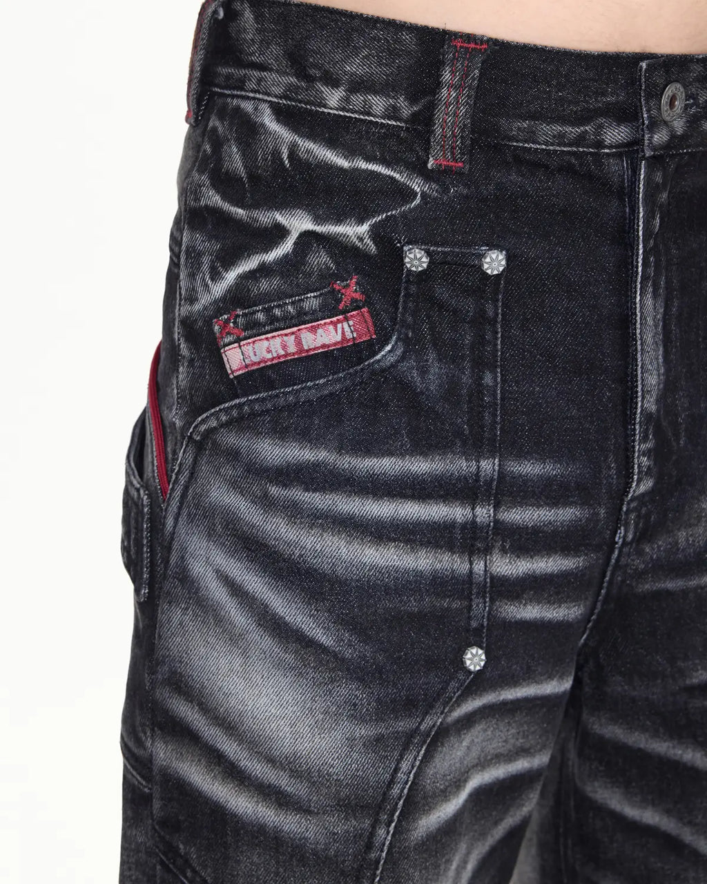 EMO Red Stitch Vintage Wash Slim Jeans