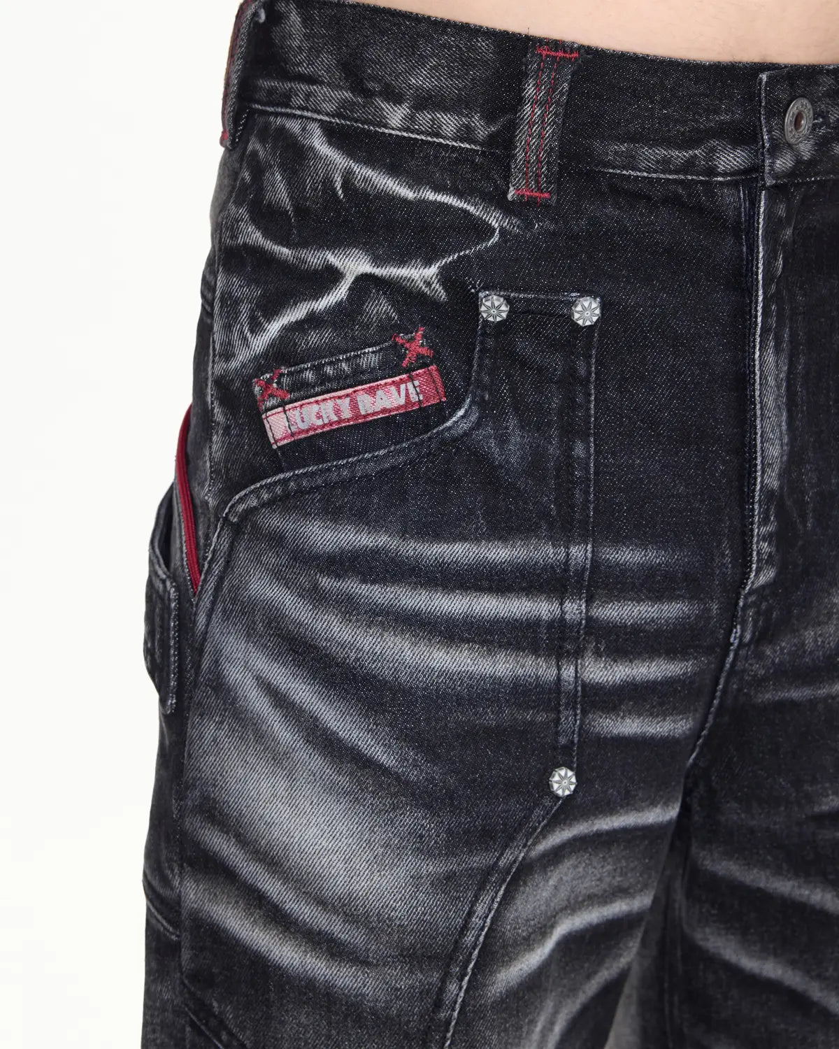 EMO Red Stitch Vintage Wash Slim Jeans