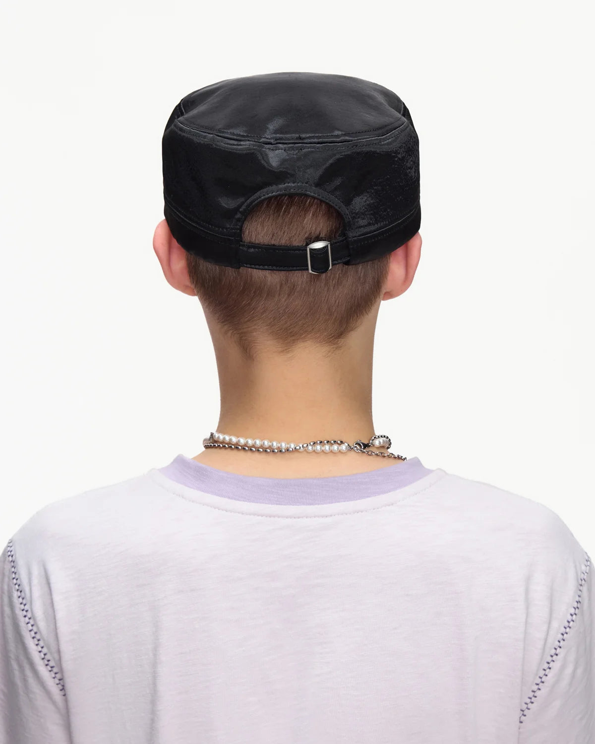 EMO Vintage Embroidered Flat-Top Cadet Cap Black