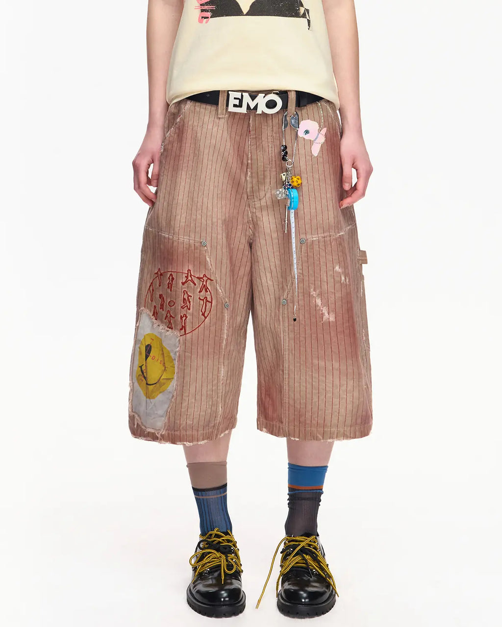 EMO “Acid Smiley” Washed Carpenter Shorts