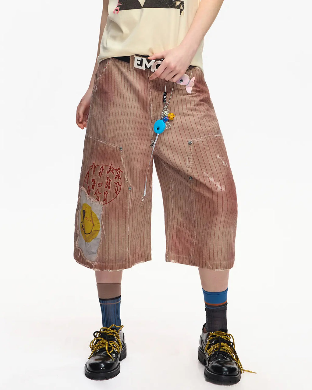EMO “Acid Smiley” Washed Carpenter Shorts