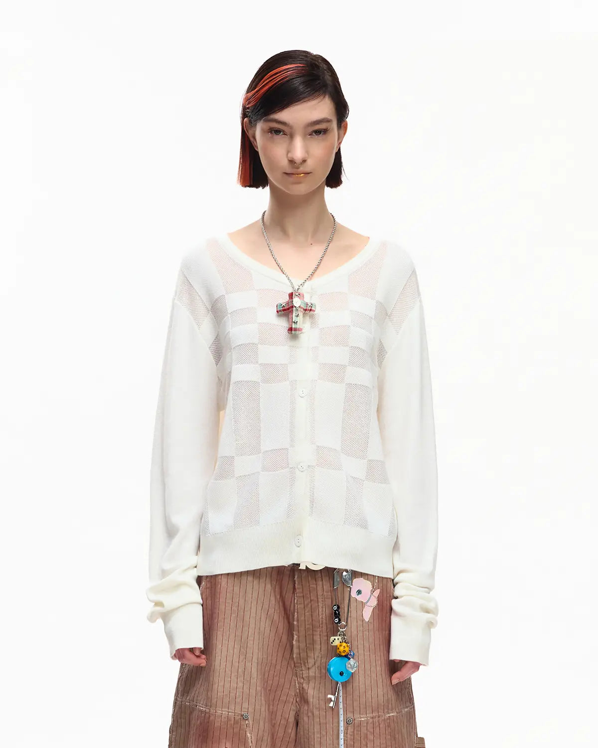 EMO “Techno Wash” Wool Blend Cardigan White