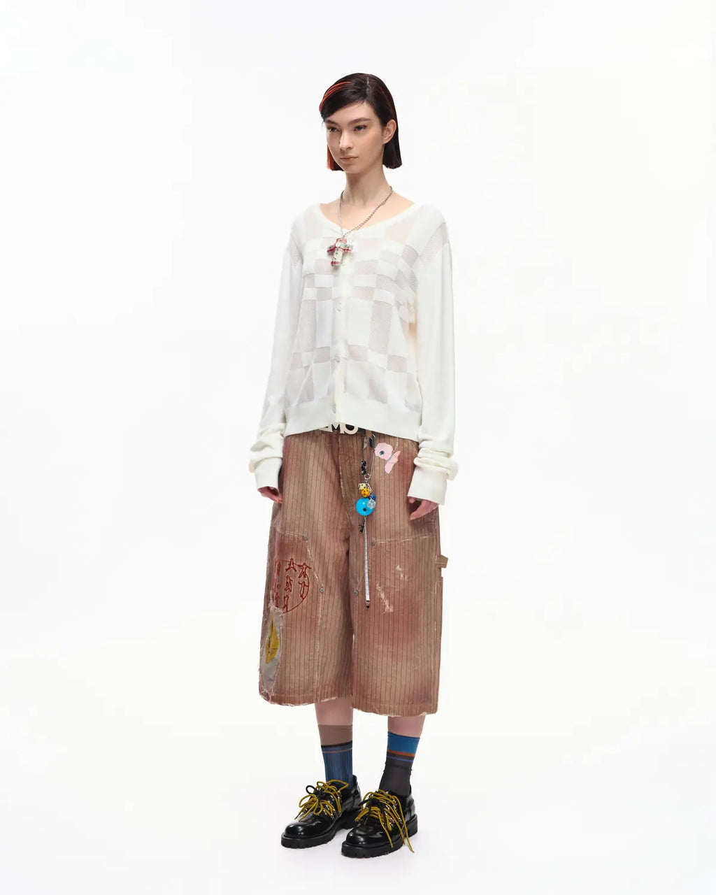 EMO “Techno Wash” Wool Blend Cardigan White
