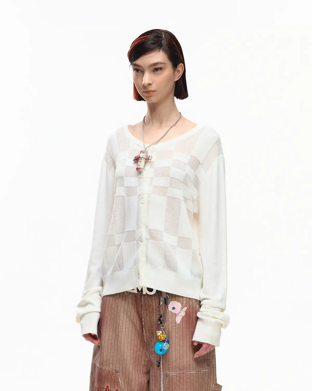 EMO “Techno Wash” Wool Blend Cardigan White