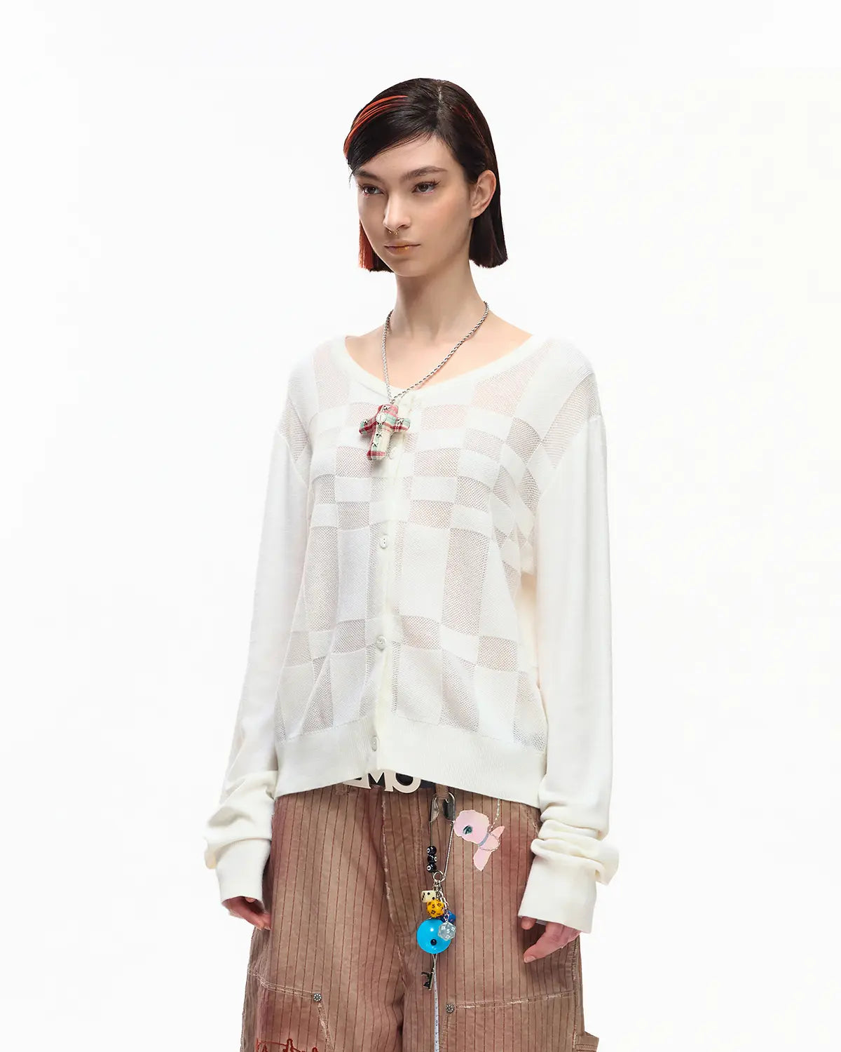 EMO “Techno Wash” Wool Blend Cardigan White