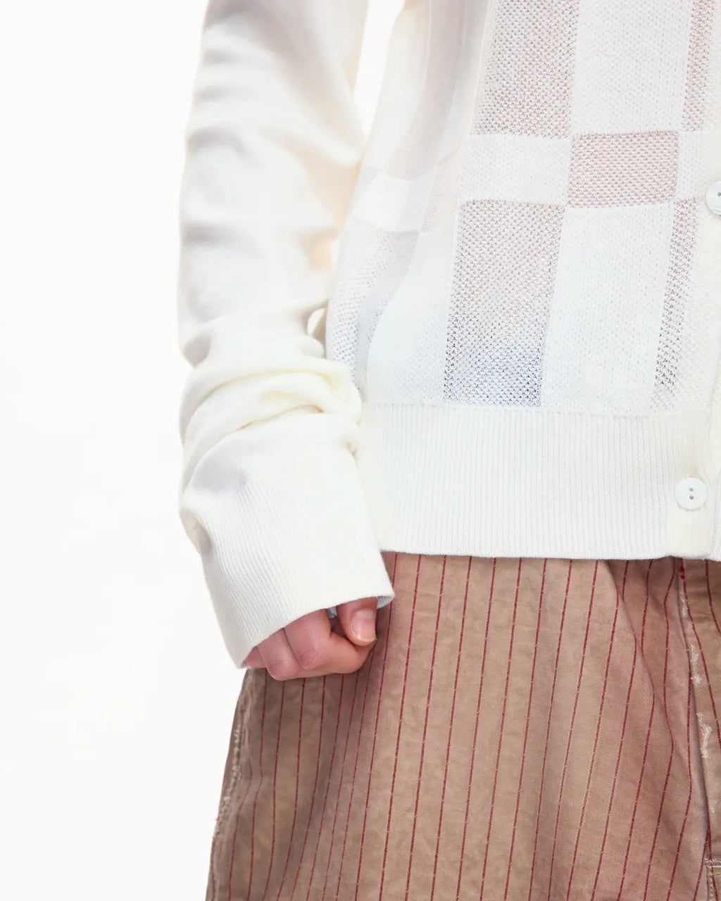EMO “Techno Wash” Wool Blend Cardigan White