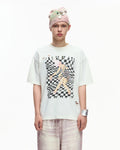EMO Distressed Camo Washed Cropped Tee White