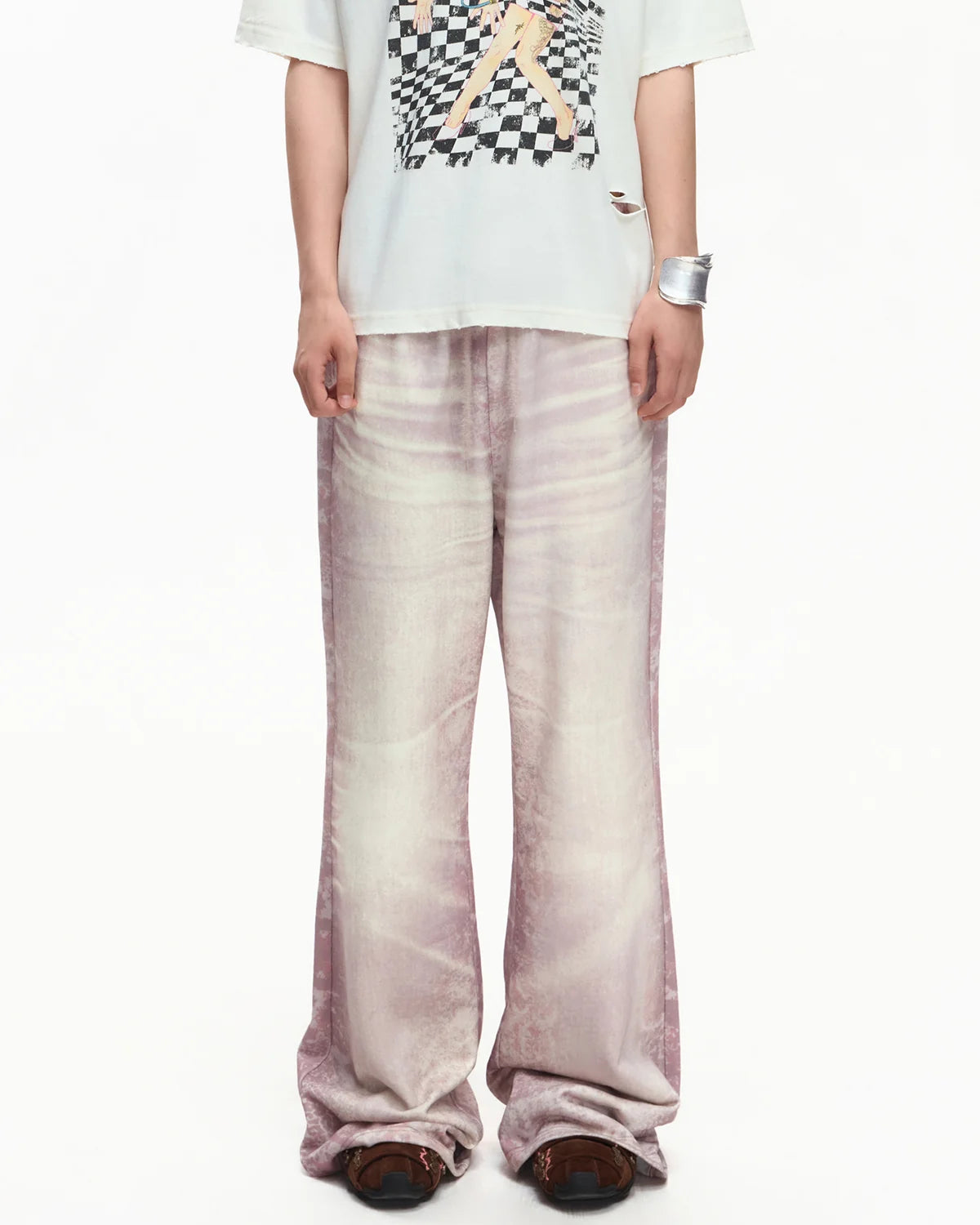 EMO Trompe-L'œil Print Sweatpants Pink