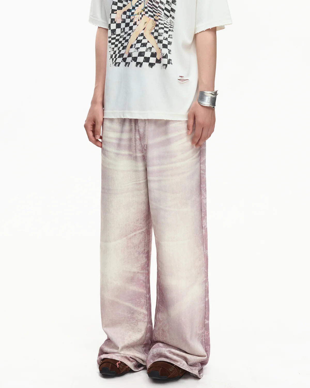 EMO Trompe-L'œil Print Sweatpants Pink