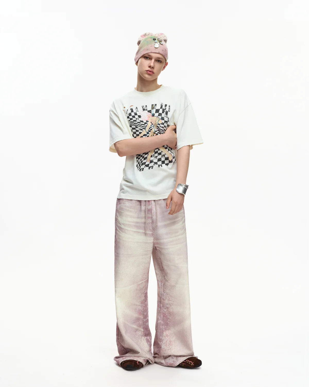 EMO Trompe-L'œil Print Sweatpants Pink