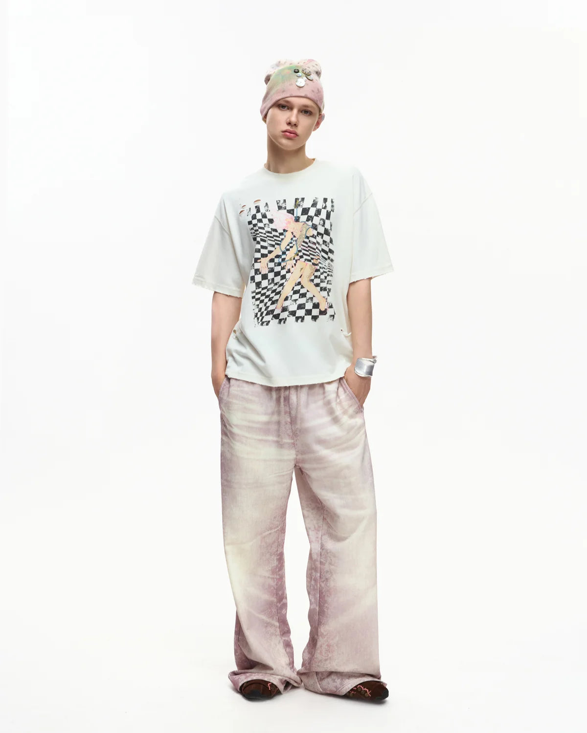 EMO Trompe-L'œil Print Sweatpants Pink