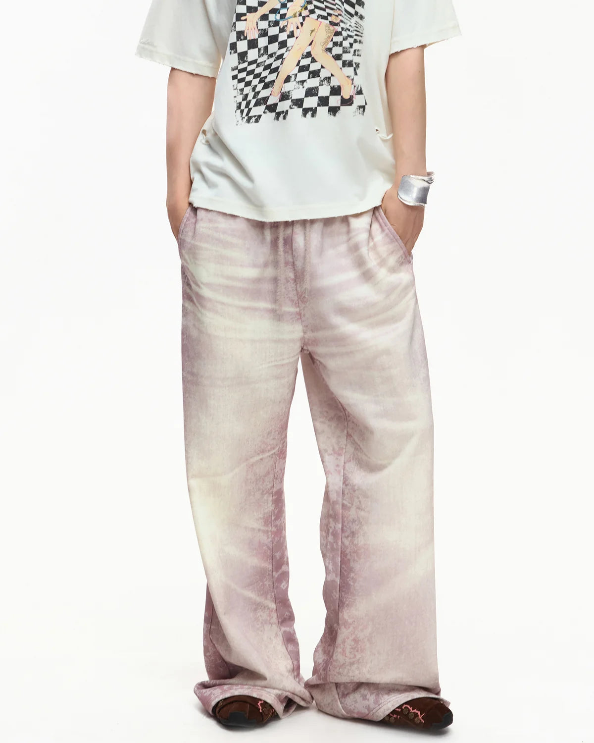 EMO Trompe-L'œil Print Sweatpants Pink