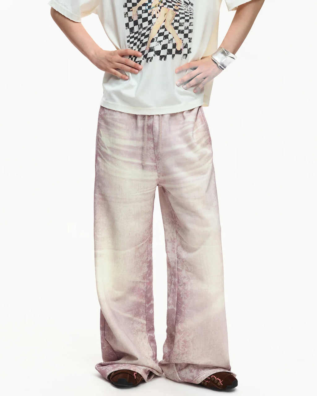 EMO Trompe-L'œil Print Sweatpants Pink