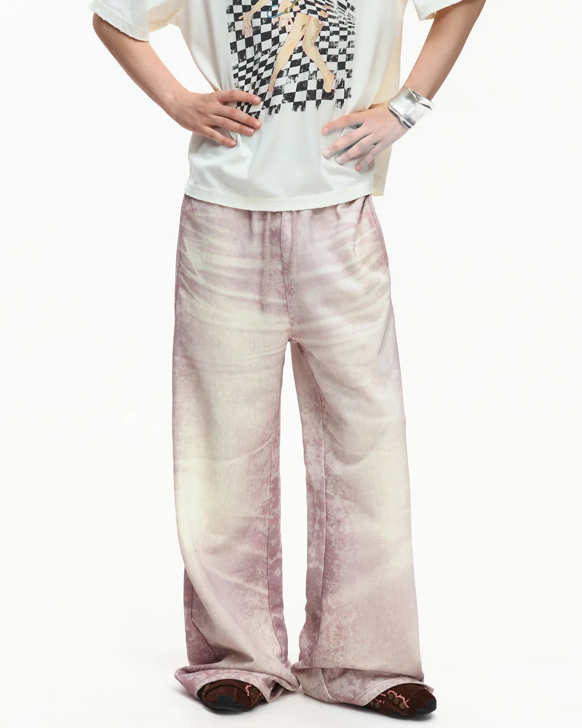 EMO Trompe-L'œil Print Sweatpants Pink