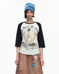 EMO 3/4 Sleeve Raglan Graphic Tee black