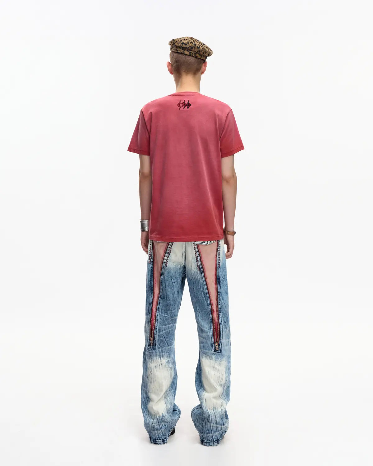 EMO 265g Faded Tiger Mirror Slim Tee（Red）