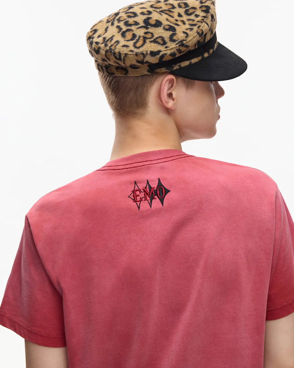 EMO 265g Faded Tiger Mirror Slim Tee（Red）