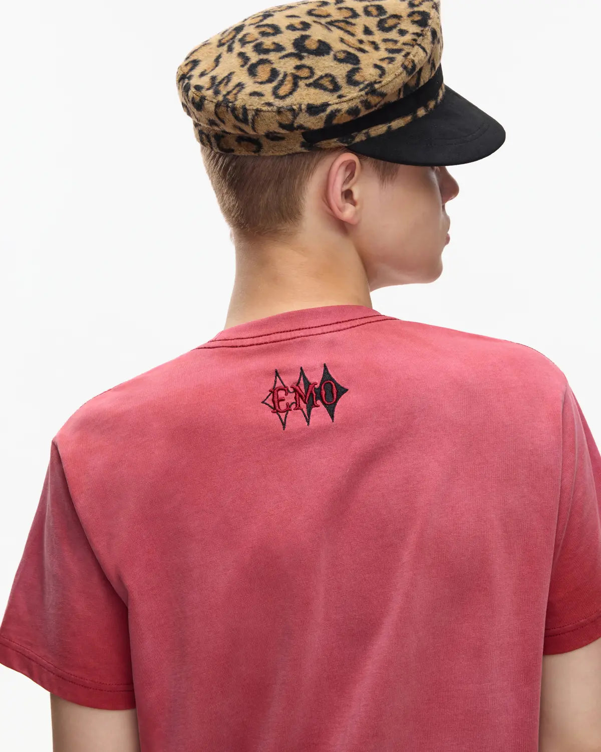 EMO 265g Faded Tiger Mirror Slim Tee（Red）