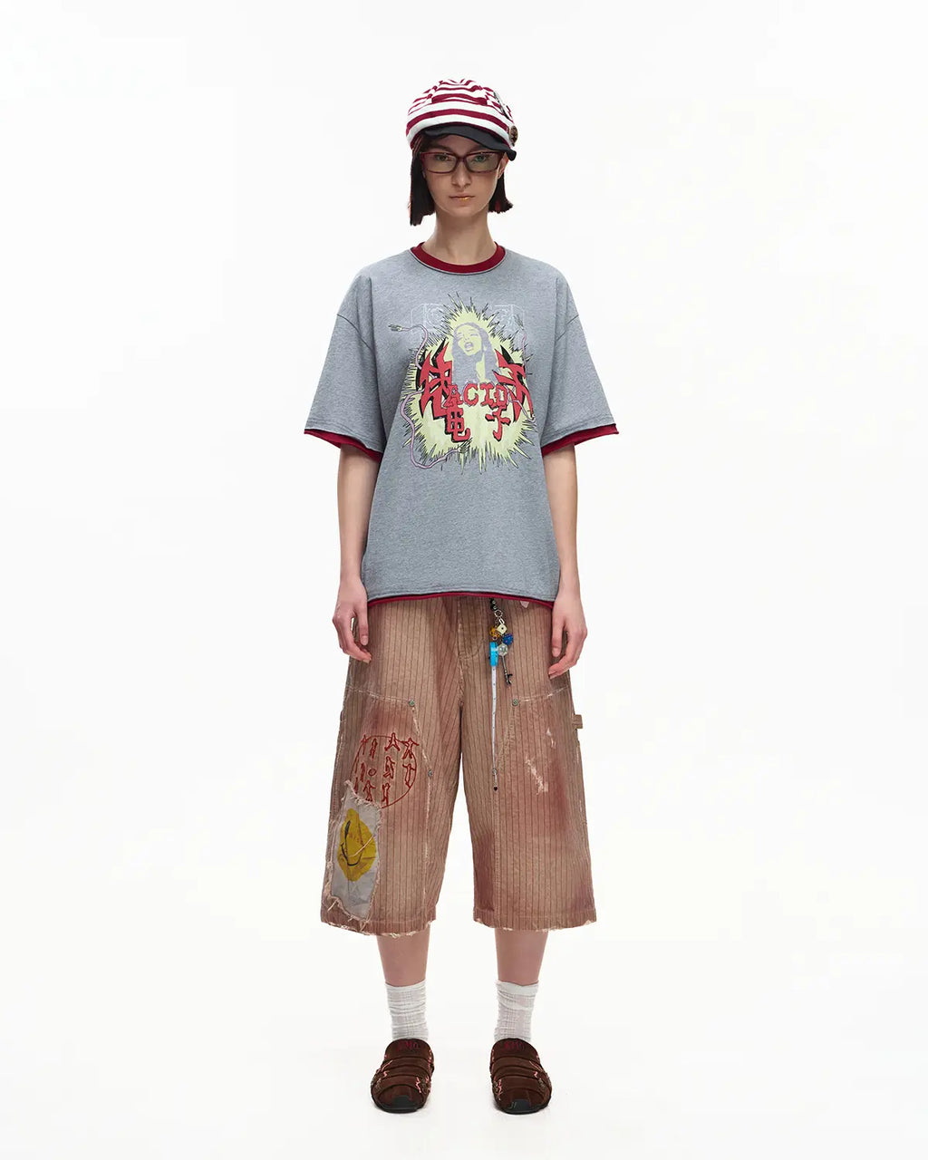 EMO Fake Layer Cropped Box Tee Grey