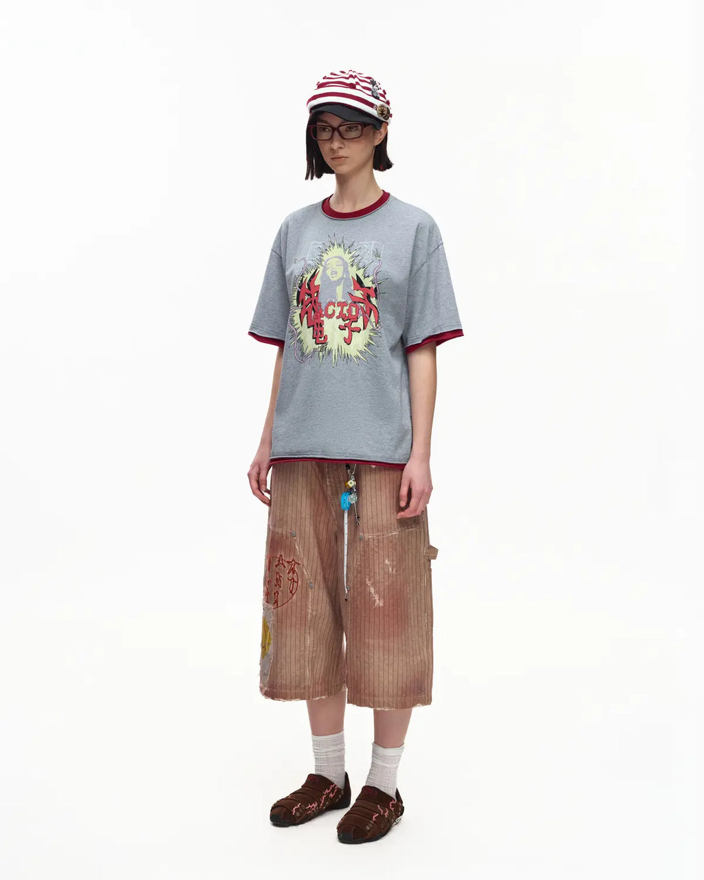 EMO Fake Layer Cropped Box Tee Grey