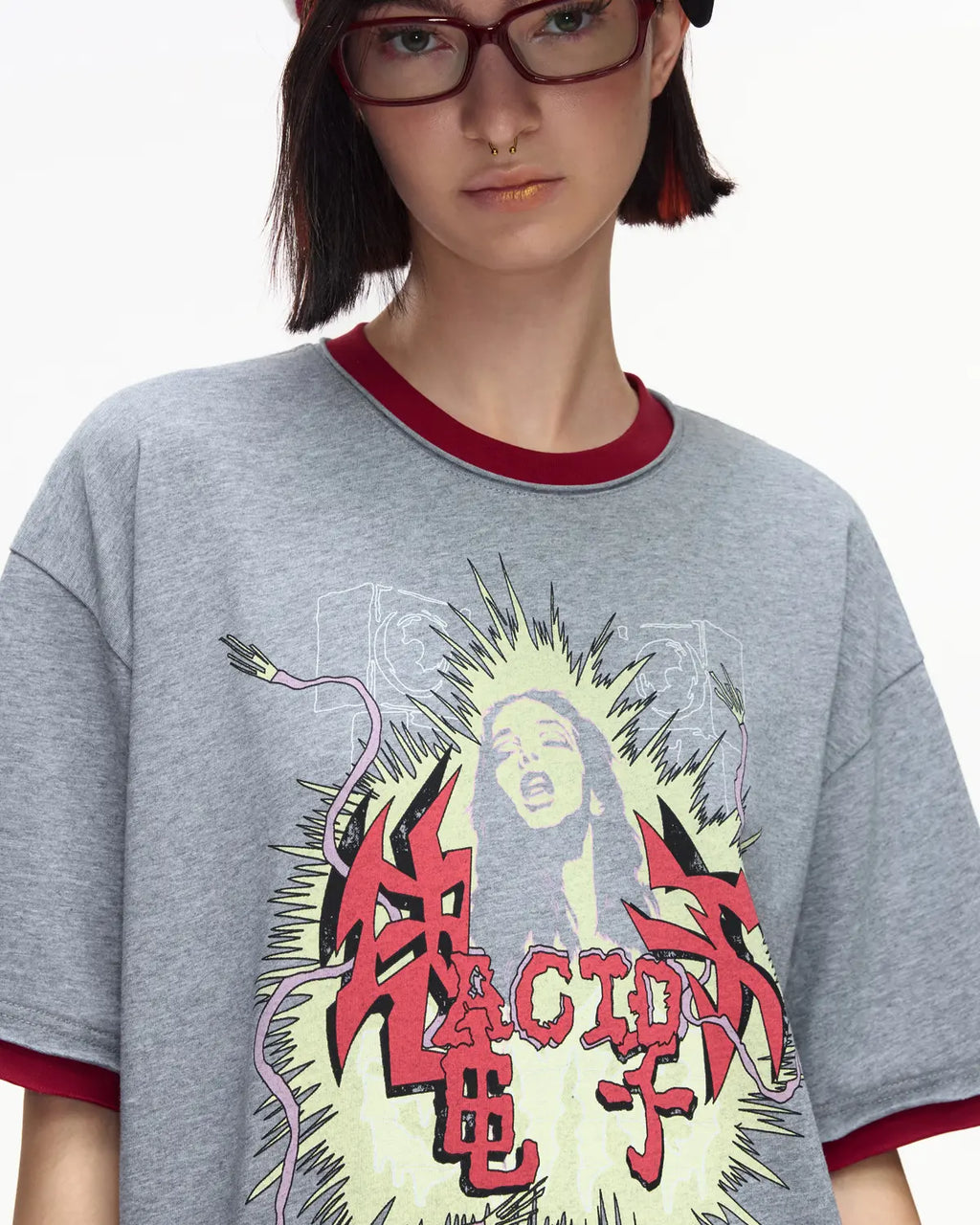 EMO Fake Layer Cropped Box Tee Grey