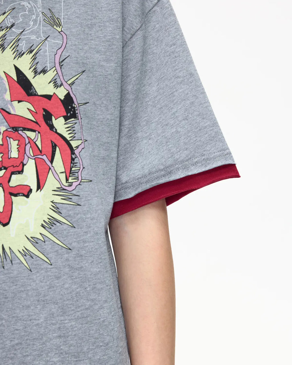 EMO Fake Layer Cropped Box Tee Grey
