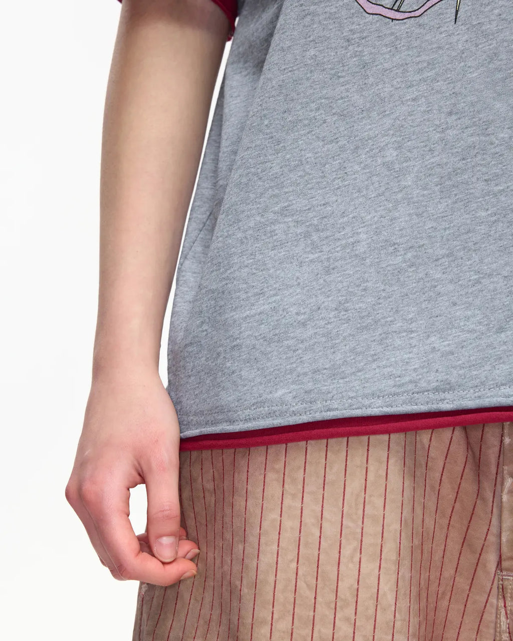 EMO Fake Layer Cropped Box Tee Grey