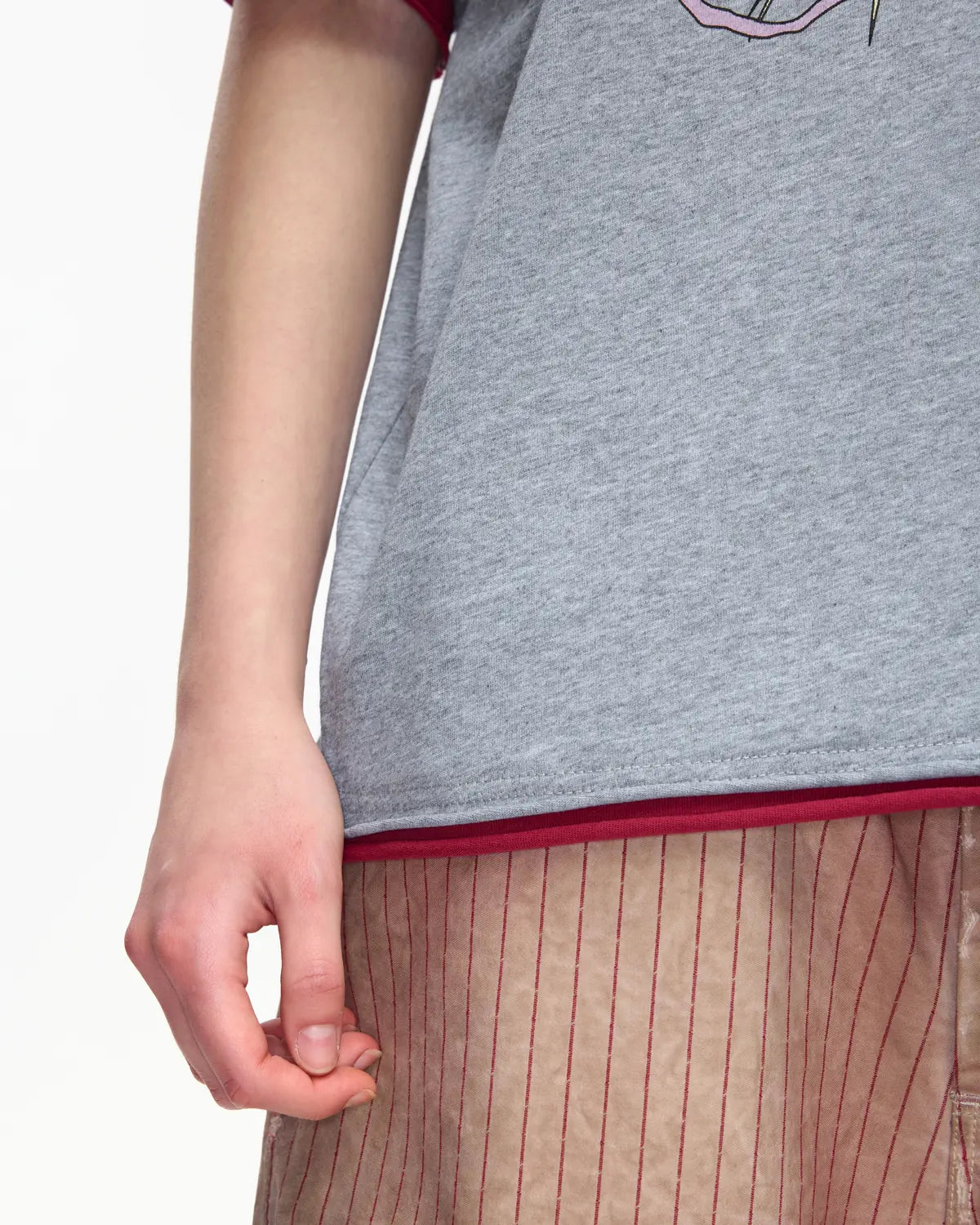 EMO Fake Layer Cropped Box Tee Grey