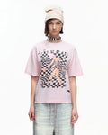 EMO Distressed Camo Washed Cropped Tee Pink