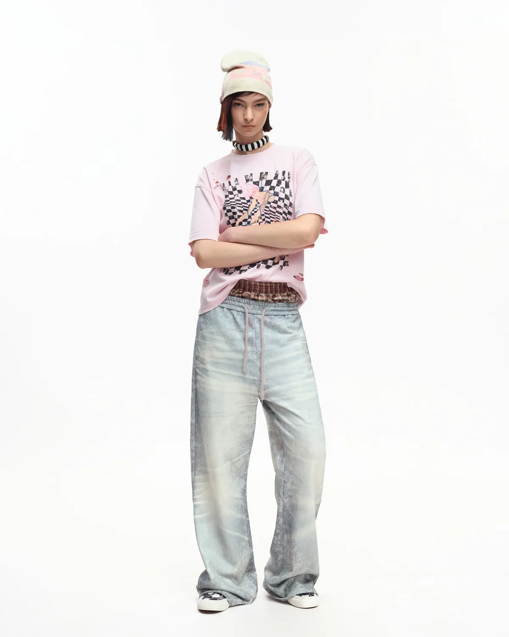 EMO Trompe-L'œil Print Sweatpants Blue