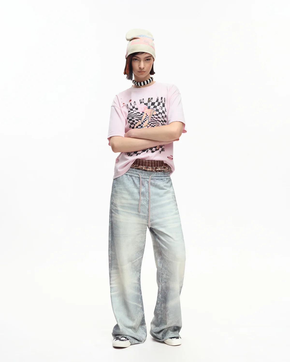EMO Trompe-L'œil Print Sweatpants Blue