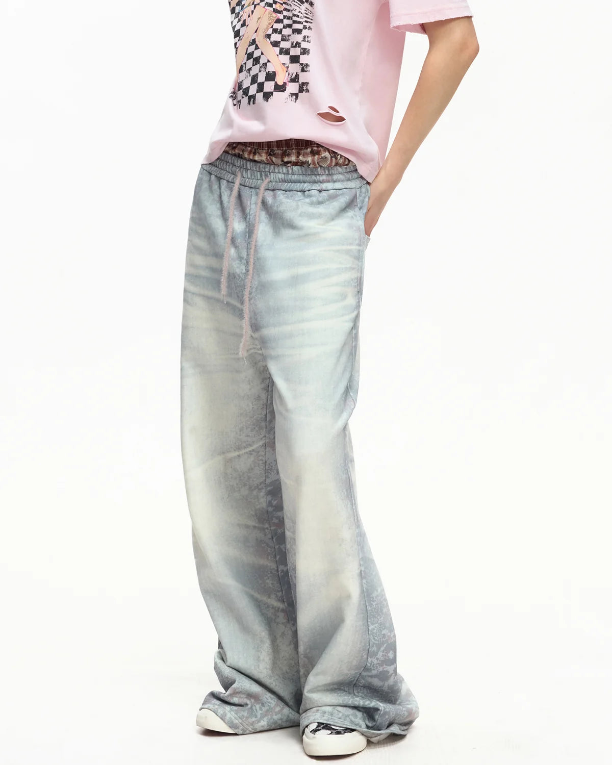 EMO Trompe-L'œil Print Sweatpants Blue