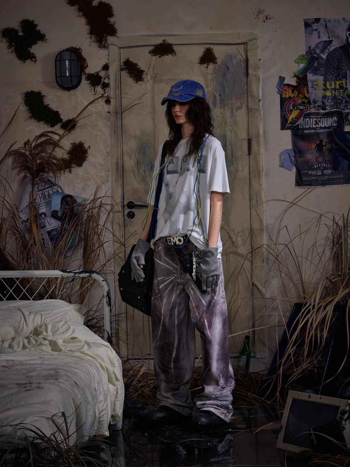 EMO "Cyber Bruise" Distressed A-Line Jeans