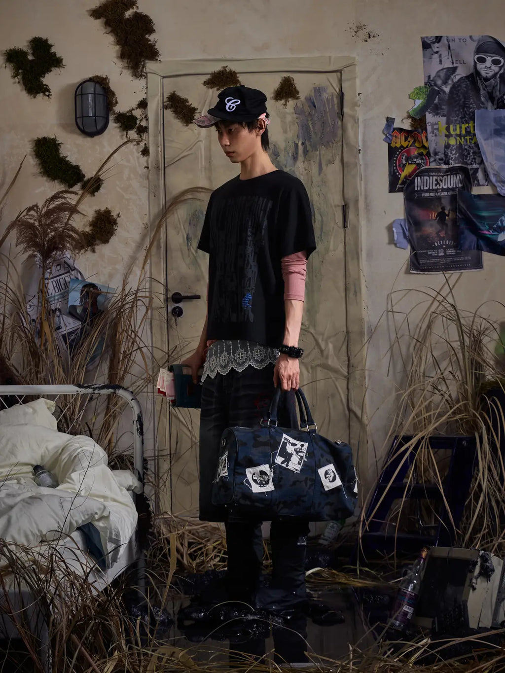 Wide Leg Denim Jorts black