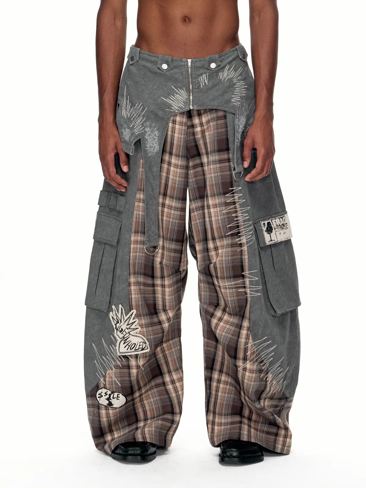 EMO"Digital Scar" Patchwork Trousers