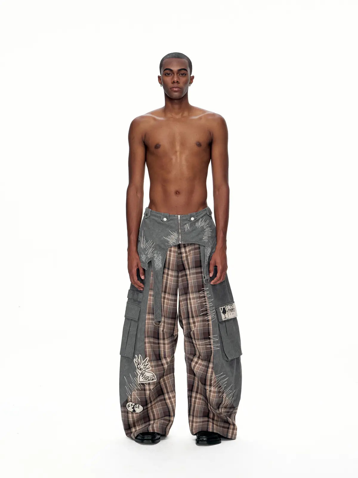EMO"Digital Scar" Patchwork Trousers