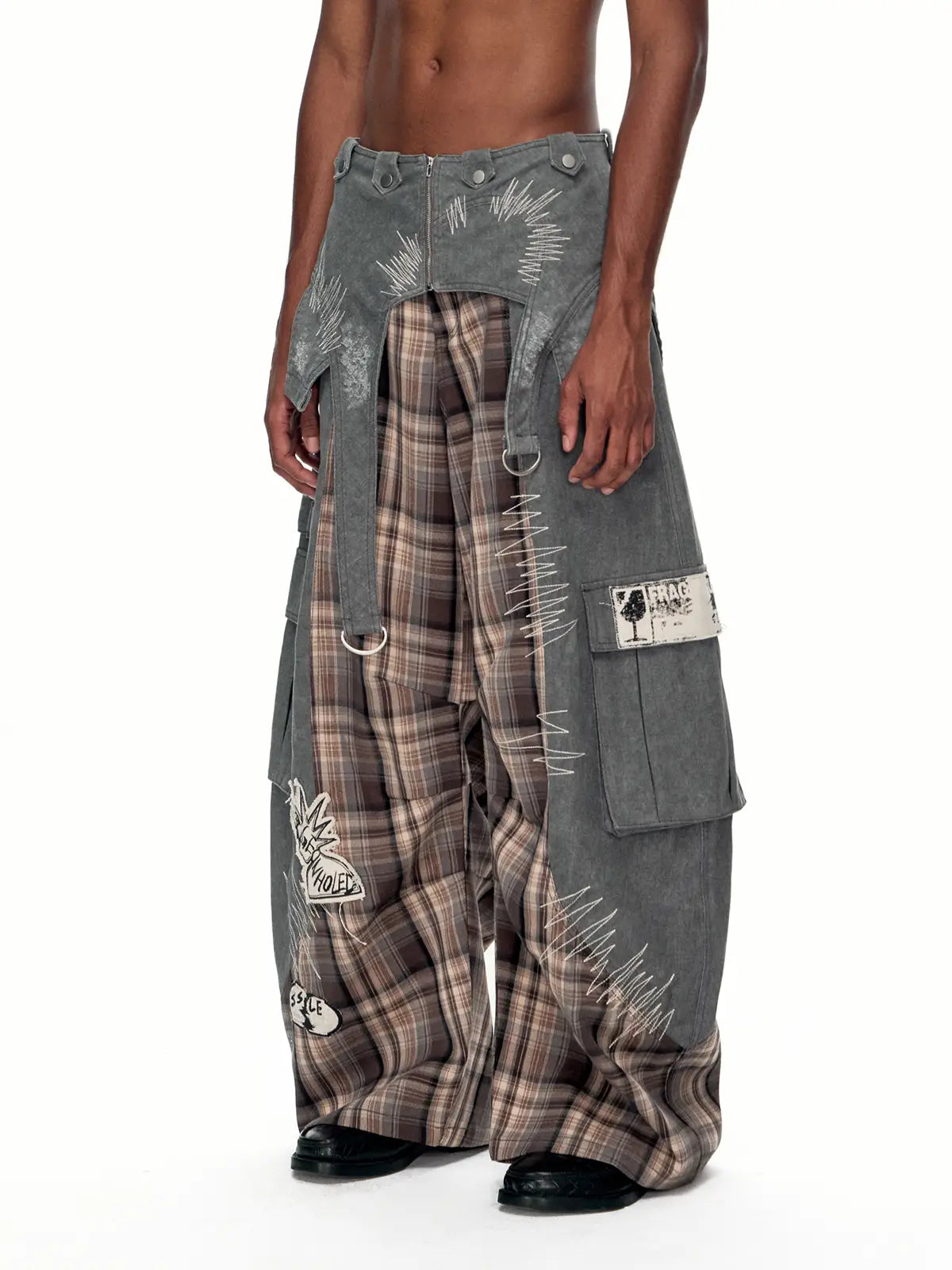 EMO"Digital Scar" Patchwork Trousers