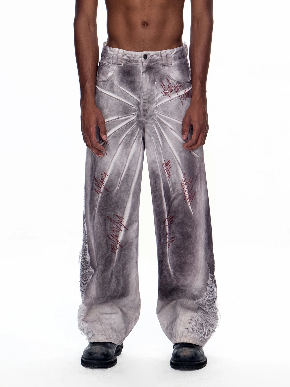EMO "Cyber Bruise" Distressed A-Line Jeans