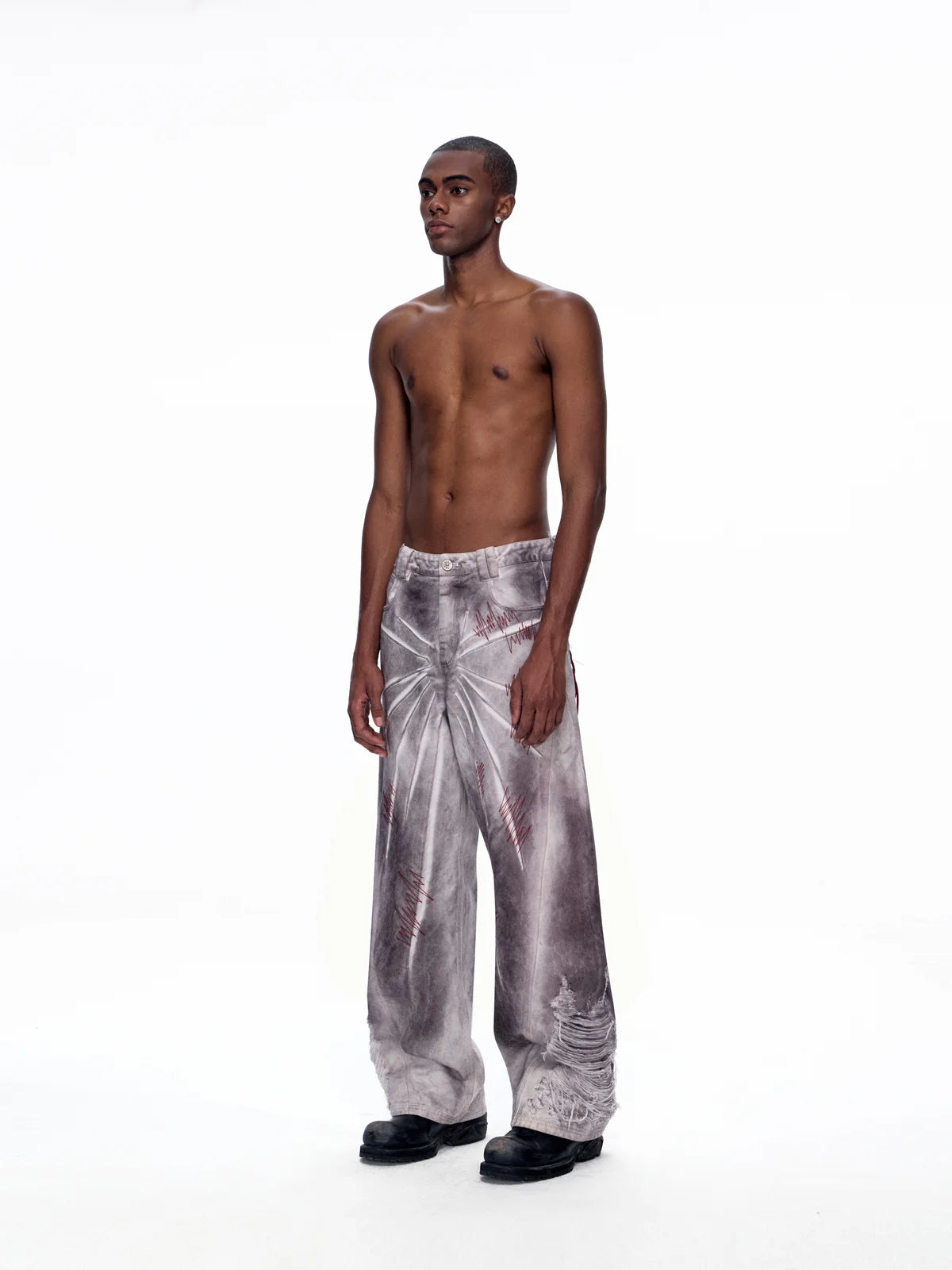 EMO "Cyber Bruise" Distressed A-Line Jeans