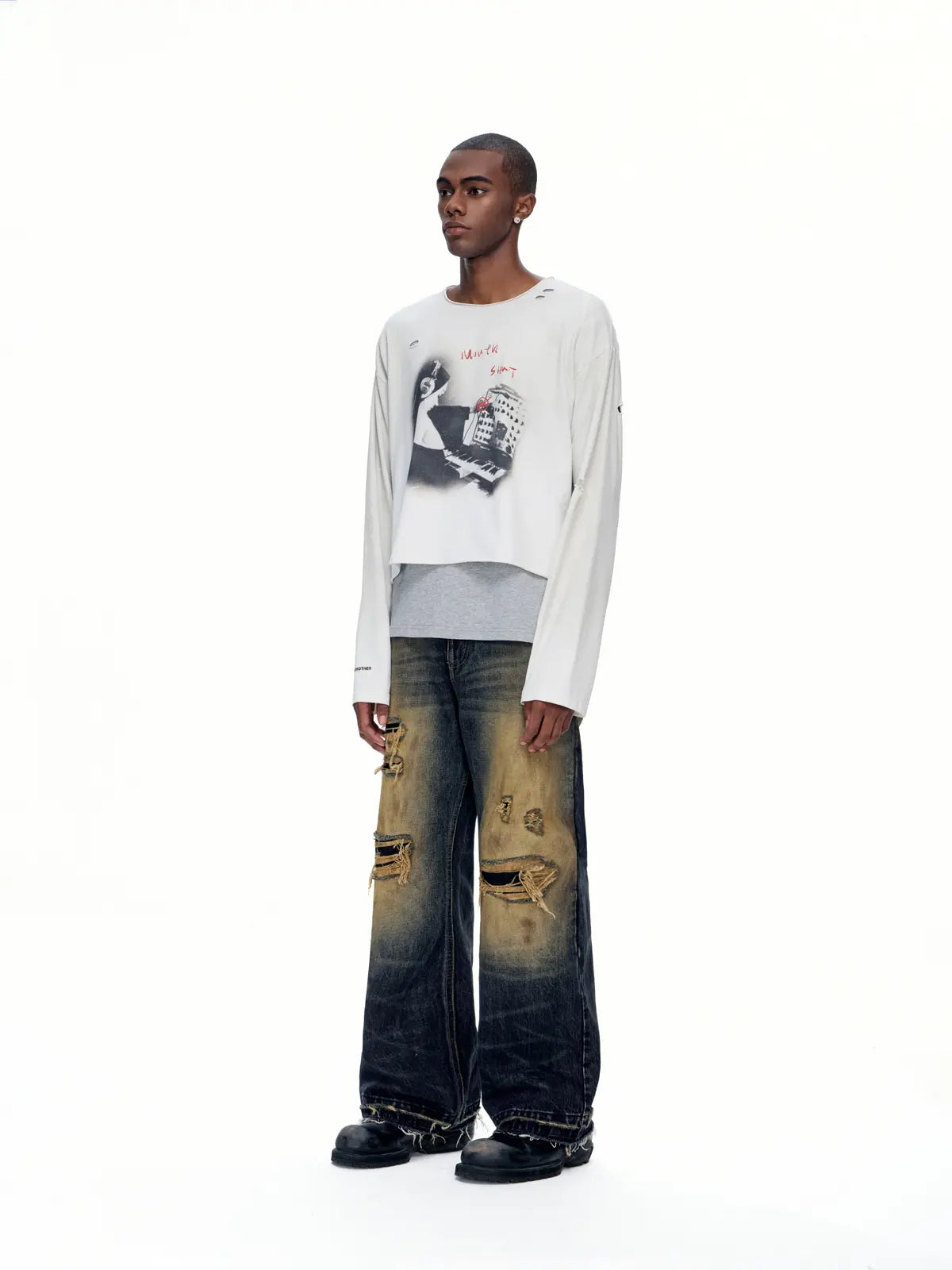 EMO "Keyboard Warrior" Distressed Straight Jeans